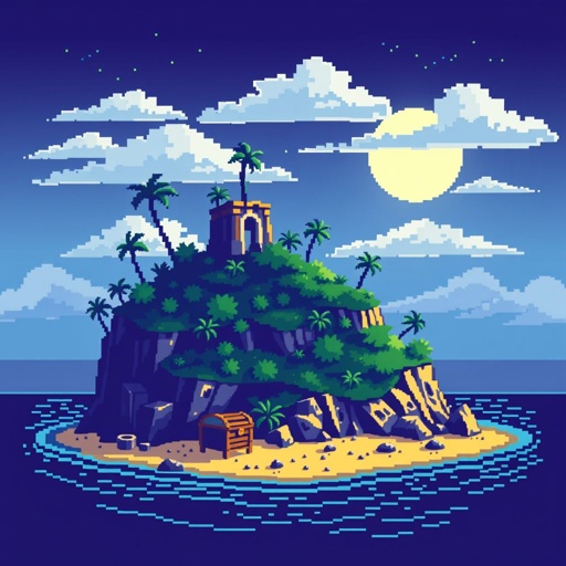 island with treasure chest
