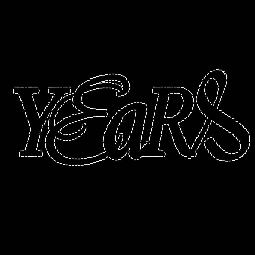 the word years written in black ink on a white background