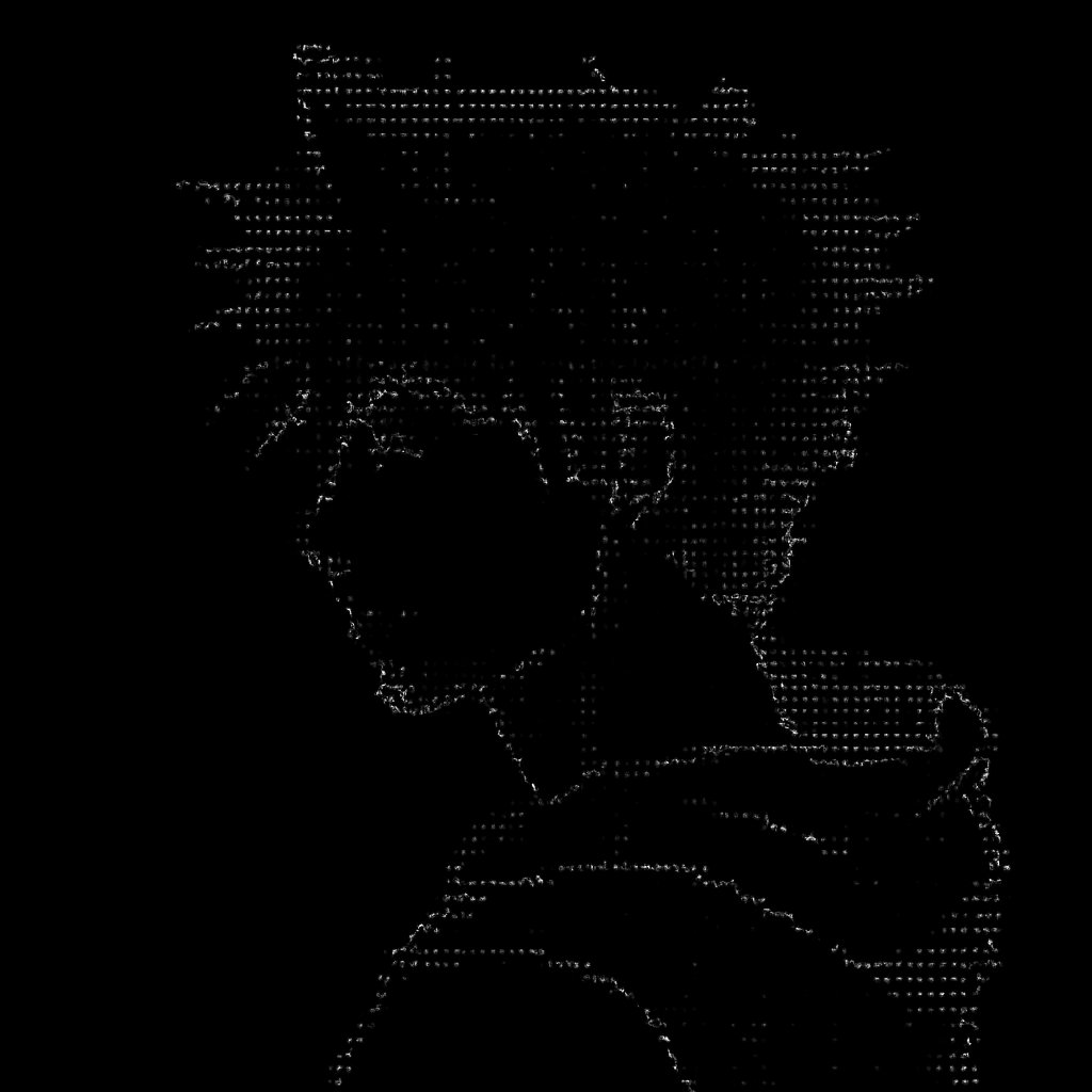 a drawing of a guy with a goatee on his head