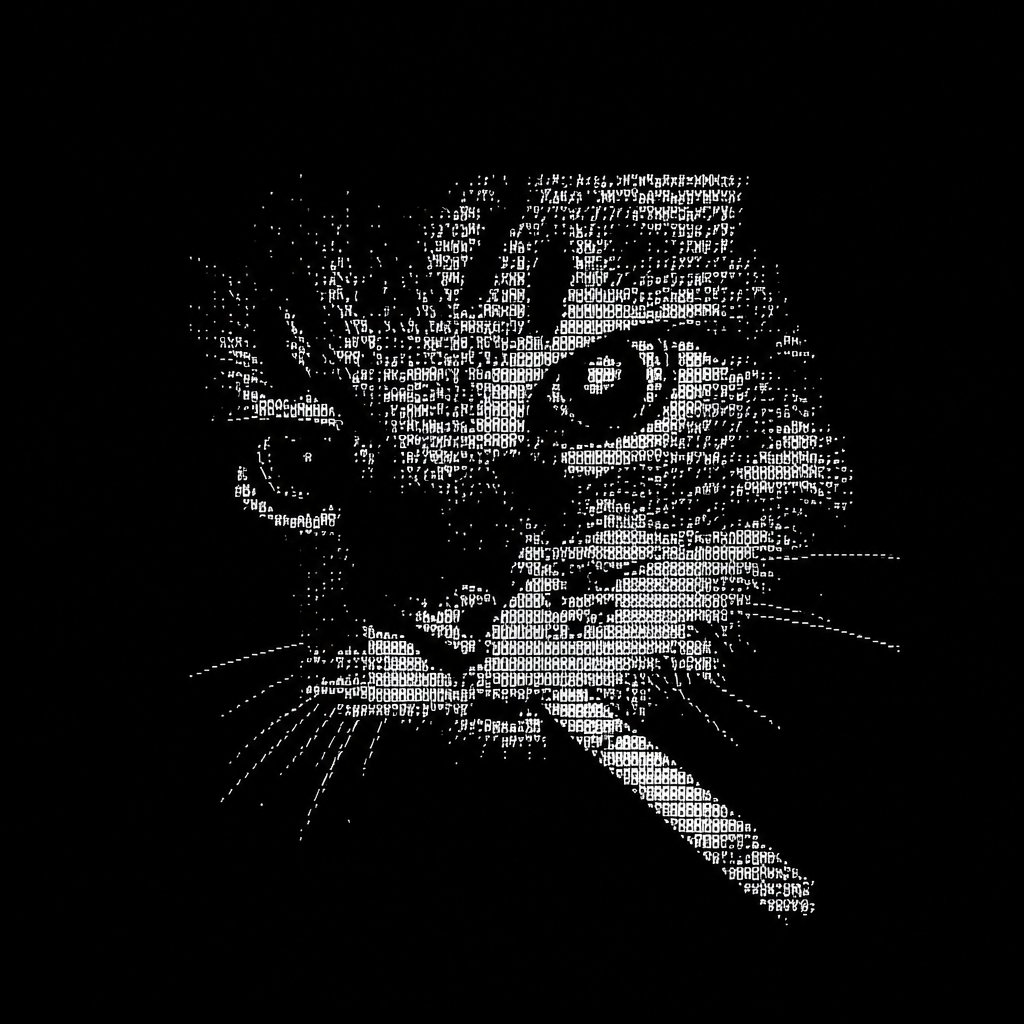 a black and white photo of a cat with a cigarette in its mouth