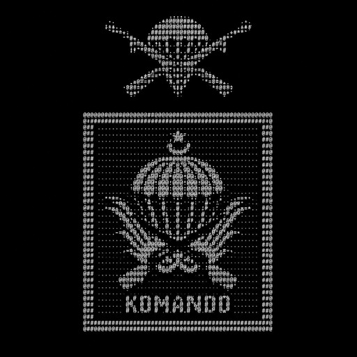 Green monochrome pixel art showing a person beneath a parachute, framed above text.