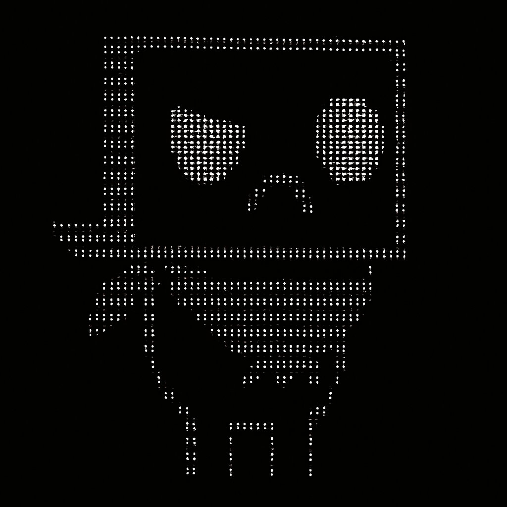 a pink and black square with a bow around it's neck