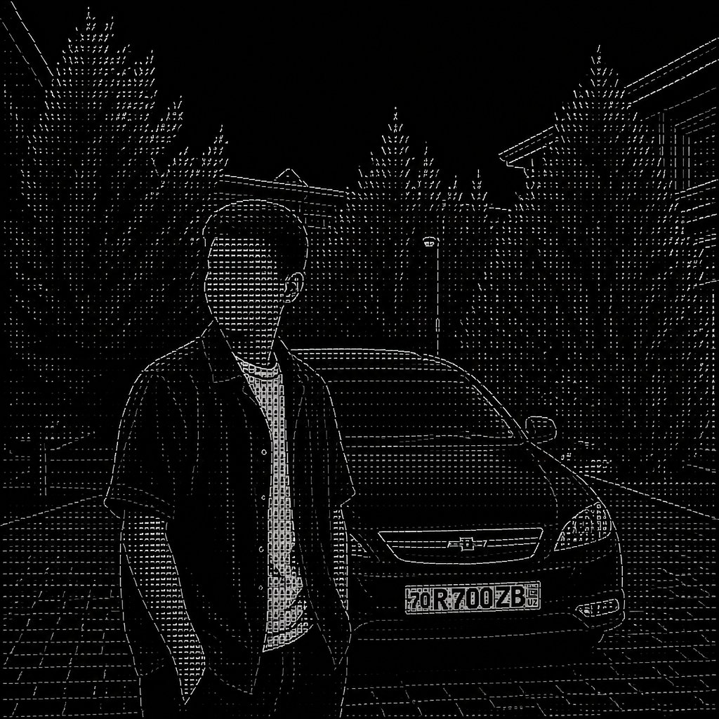 a man standing in front of a black car