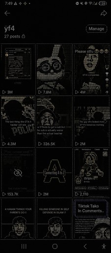 Monochrome ASCII art collage featuring symbols, figures, text, and diagram-like panels