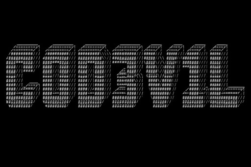 Duotone (yellow lime and neon green ) ASCII art spelling “C0D3V1L”