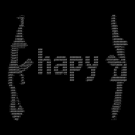 The word hapy with an ak47 on each side one pointing down the other upwards