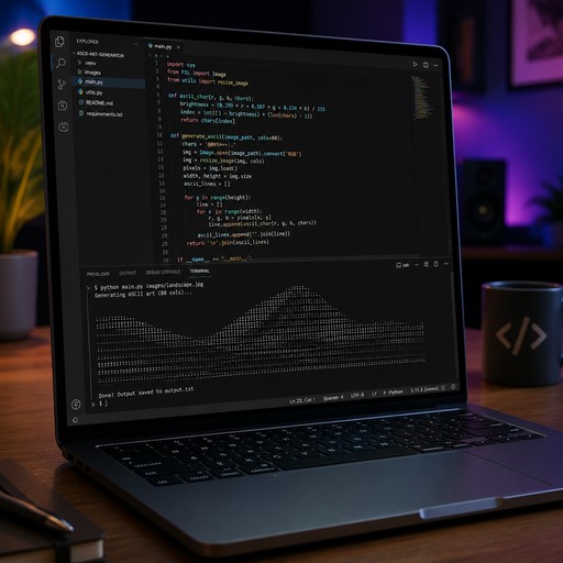 a 3d high quality laptop with a coding IDE like vscode open with code being written and a terminal window open with scripts running. colorful not over colored but where needed to be realistic and 3d high quality.