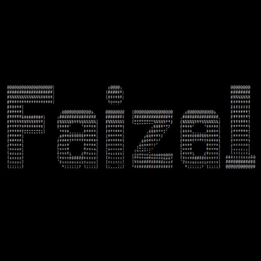 Gray ASCII art spelling “Felizal” on a black background.