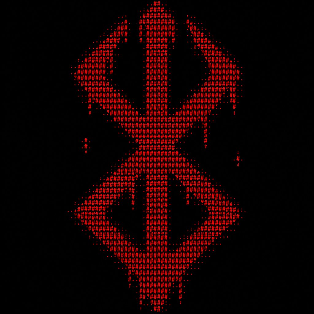 a black and red symbol with a red stroke