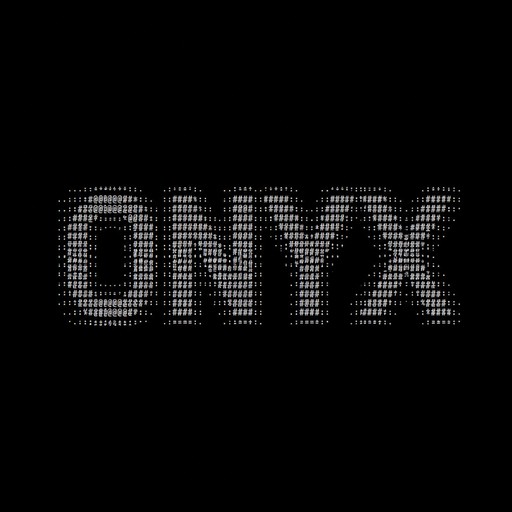 Monochrome ASCII text spelling “ONYX” on a black background
