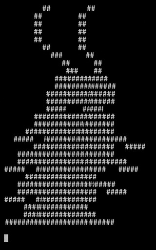 Black and white ASCII art of a person standing with arms raised.