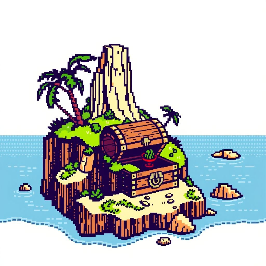 island with treasure chest