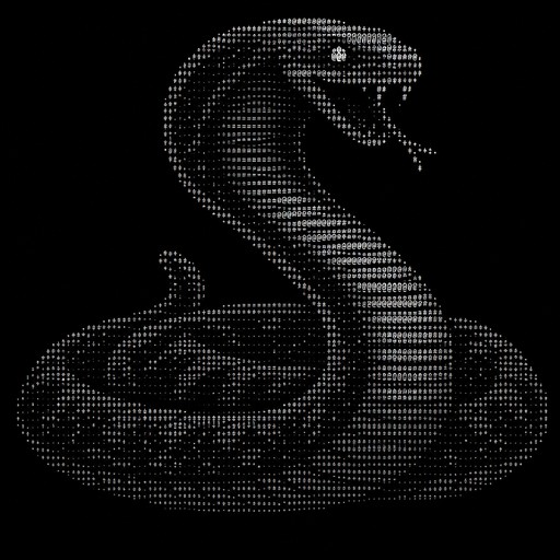 Black-and-white ASCII art of a coiled cobra with raised hood.