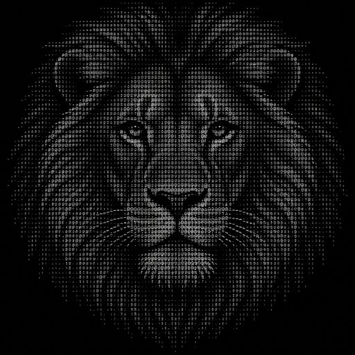 a majestic lion head facing forward