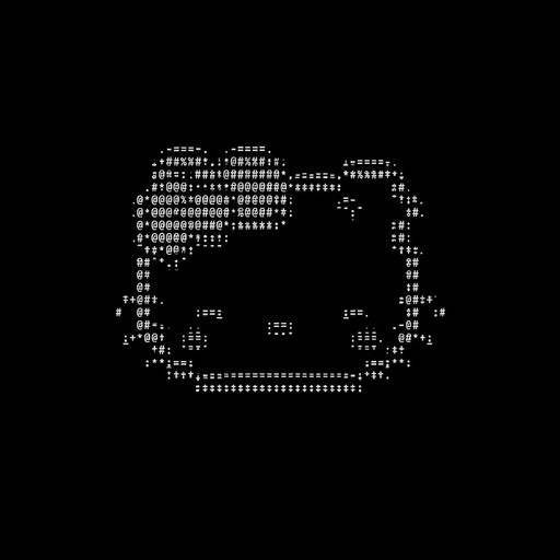 White ASCII art outline of a face on a black background