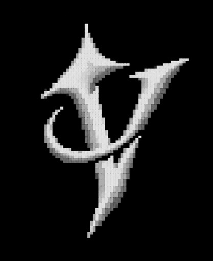 White stylized letter Y with a sweeping curve on a black background