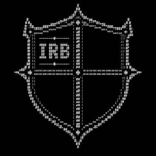 Create a symmetrical ASCII art heraldic shield for a Whiteout Survival alliance.

The shield must be divided into four clearly separated panels/sections of roughly equal size.

- Panel 1: Put IRB clearly in the center.
- Panels 2, 3 and 4: Leave them completely empty. These panels must have enough space for me to add my own emoticons later.
- Make the shield clearly recognizable as a medieval/warrior shield, with a strong and slightly intimidating alliance aesthetic.
- Keep the design symmetrical and visually clean.
- Use only simple keyboard characters and symbols that are likely to work in an in-game chat.
- Do not add any words, letters, numbers or emoticons other than IRB.
- Do not fill the empty panels with decorative symbols.
- Make the shield compact enough to fit comfortably in a game world chat.
- The final result should look like a genuine alliance emblem rather than random ASCII characters.