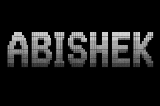 an omarchy style text for screensaver but the text should be "ABISHEK"