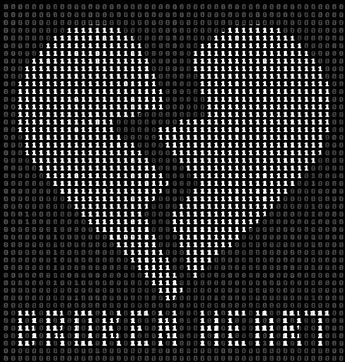 ASCII art of a broken heart with a crack and text below.