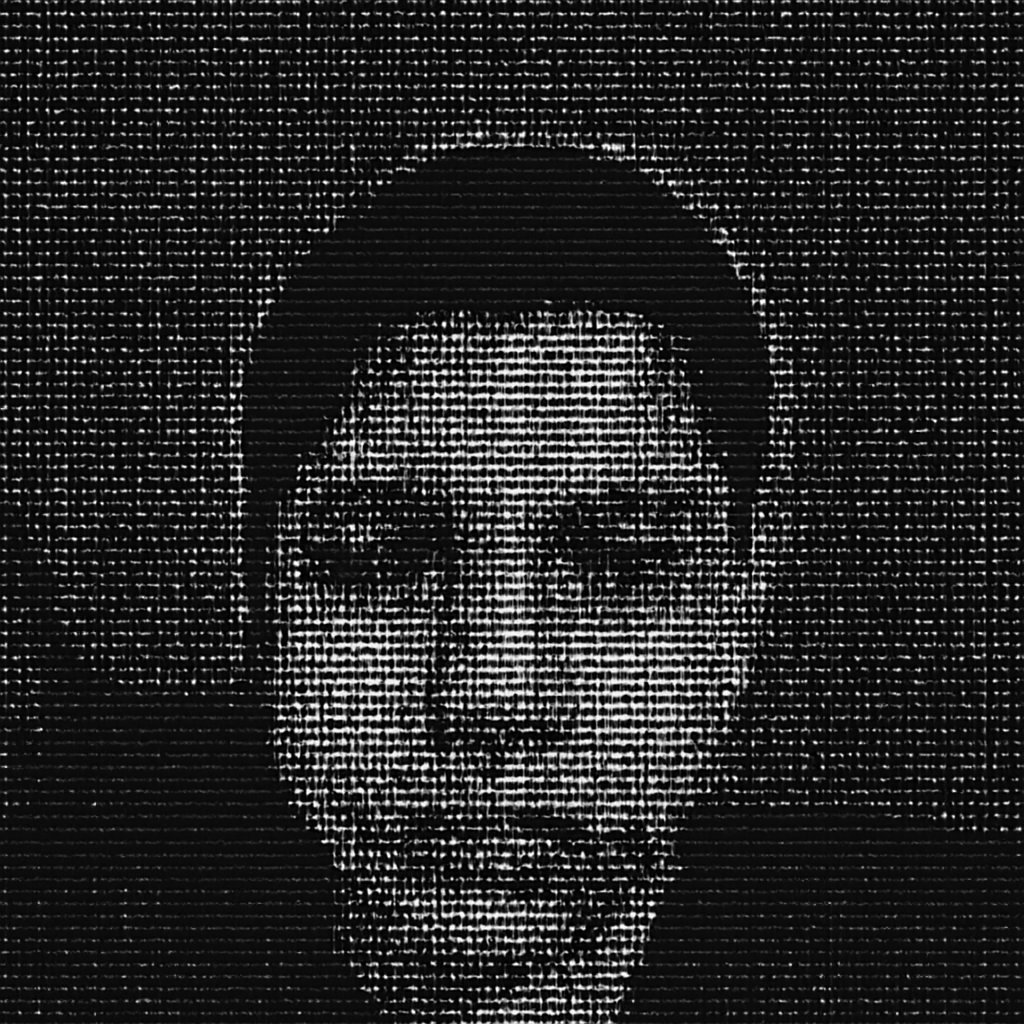 a young boy sitting in front of a green wall