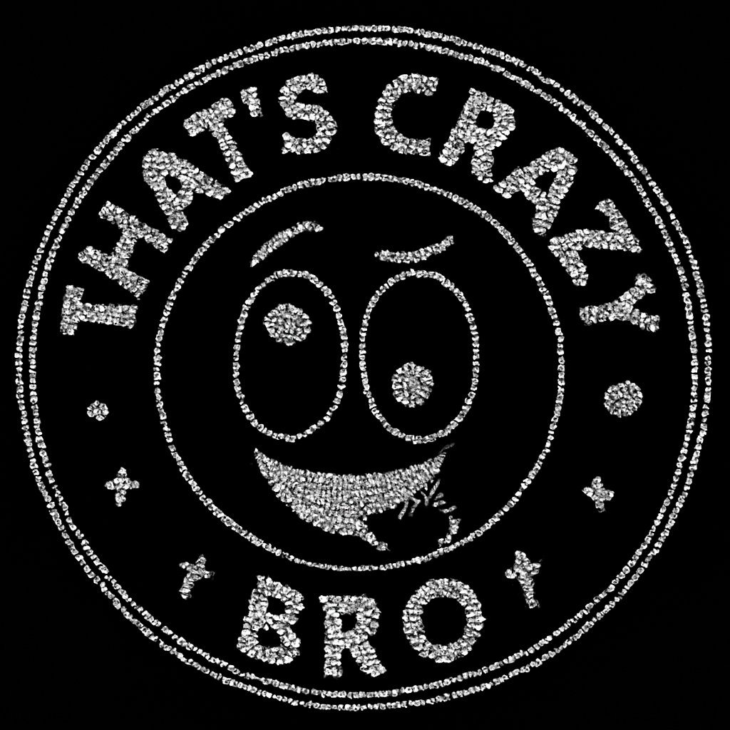a white sticker with the words that's crazy bro on it