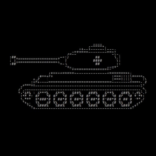 нарисуй танк, похожий на этот любыми символами, около 400, чтобы я смог скопировать его для профиля в дискорд: