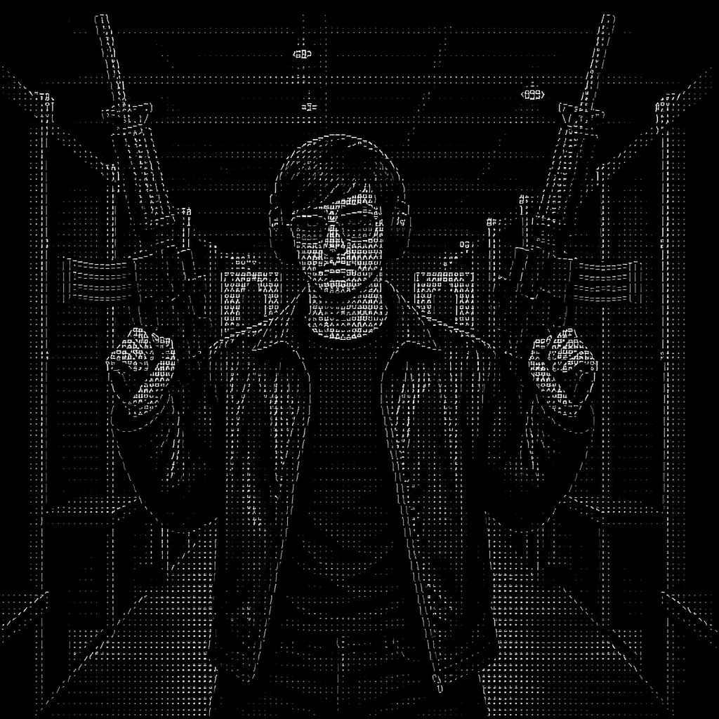 a man holding two guns in his hands