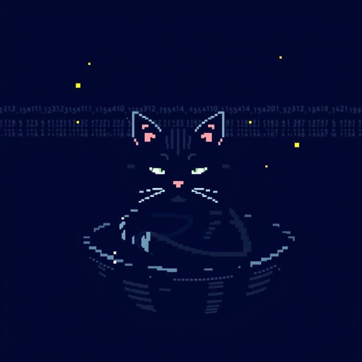 Um gato sentado em uma cadeira feito em números