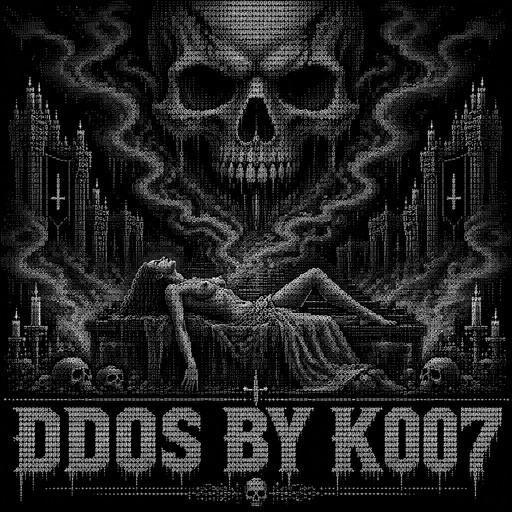 Create a highly detailed ASCII art composition in plain text.

Requirements:
- The artwork must be made entirely from ASCII / text characters.
- Use a dark, dramatic, intimidating style.
- At the top, create a very detailed large skull as the main focal point.
- Below the skull, place a reclining human figure lying down in a relaxed or fallen pose.
- Surround the scene with swirling smoke, mist, or fog made from text characters so the whole composition feels atmospheric and sinister.
- The smoke should connect the skull and the reclining figure visually, making the composition feel unified.
- Add plenty of shading, texture, depth, and layered detail using ASCII characters.
- Make the skull look intricate and menacing, with deep eye sockets and strong contours.
- Make the reclining figure clearly recognizable, with enough detail to distinguish the body posture.
- Keep the entire artwork visually balanced and centered.
- At the very bottom, write in very large bold ASCII-style letters:

DDOS BY K007

- The bottom text should be wide, prominent, and visually impressive, like a banner or title.
- Make sure the lettering is clean, readable, and matches the dark style of the illustration.
- Output only the final ASCII art.
- Preserve spacing carefully so it displays correctly in a monospace font.
- Make it as large and detailed as possible.