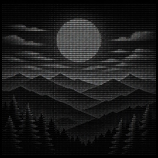 Blue ridge mountains at sunset with japanese flag style