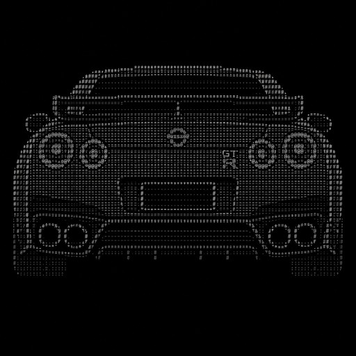 image-to-ascii of the backside of a nissan gtr