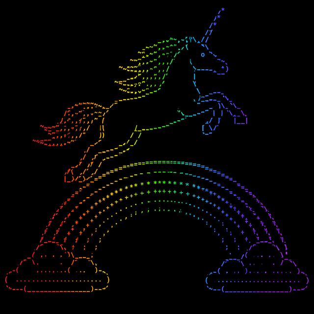 Rainbow Text ASCII art style example