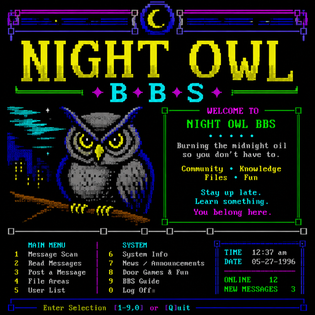 Retro BBS ASCII art style example